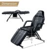 72.8" Massage Salon Tattoo Chair With Two Trays Esthetician Bed With Hydraulic Stool, Multi-Purpose 3-Section Facial Bed Table, Adjustable Beauty Barber Spa Beauty Equipment - Black - Image 3