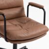 Office Chair, Mid Back Home Office Desk Task Chair With Wheels And Arms Ergonomic Computer Rolling Swivel Chair With Padded Armrest - Brown - Image 10