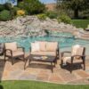 Honolulu - 4 Pieces Wicker Set Outdoor Seating - Brown / Tan With - Image 5