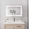 Bathroom Medicine Cabinet With Lights, LED Medicine Cabinet With Mirror, Wall Cabinet With Shelves, Double Door Lighted Medicine Cabinet With Defogger, Dimmable, Wall Mount - Silver - Image 2