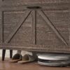Farmhouse Shoe Storage Cabinet With Barn Door Design, 2 Flip Drawers, Hooks - Dark Oak - Image 14