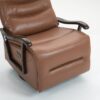 Swivel Rocker Recliner Power Glider Chair With Solid Wood Armrests, Extra Wide Reclining Sofa Chair Upholstered Faux Leather Living Room Single Sofa - Orange - Image 12