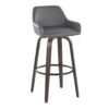 Daniella - Contemporary Fixed Height Barstool With Swivel With Round Footrest (Set of 2) - Walnut / Gray - Image 2