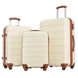 3 Piece Luggage Set Hardside Spinner Suitcase With Tsa Lock 20" 24" 28" Available - Antique White
