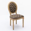French Style Solid Wood Frame Antique Painting, Hand-Pulled Buckle Decoration Artificial Leather Dining Chair With Nailhead Trim, Wood Legs, Density Foam, Steel Spring Inner (Set of 2) - Brown - Image 5
