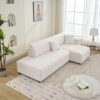 Jessica - Lamb Wool Right Facing Sectional Sofa With Chaise - Beige - Image 7
