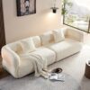 Sectional Sofa, Durable Fabric, Solid Wood Frame, High Density Sponge Filler - White - Image 6