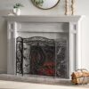 Mariella - Traditional Floral Iron Fireplace Screen With Ornate Design - Black / Brushed Silver - Image 6
