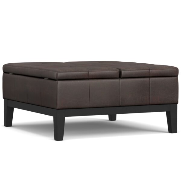 Dover - Lift Top Coffee Table Storage Ottoman - Distressed Brown
