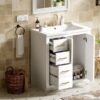 Bathroom Vanity With Ceramic Sink Combo, Frame Bathroom Storage Cabinet, Freestanding Vanity Set With 3 Drawers & Soft Closing Doors - White - Image 26