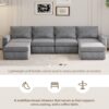 Chenille Modular Sectional Sofa, U Shaped Reversible Couch, Free Combination, 6 Seat Sleeper Sofa Bed With Ottoman, Convertible Oversized Indoor Furniture - Gray - Image 21