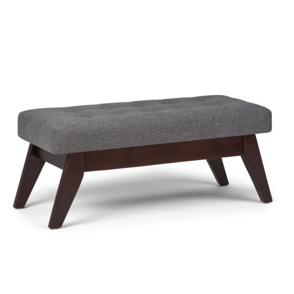 Draper - Mid Century Tufted Ottoman Bench - Slate Gray