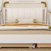 Queen Size Storage Platform Bed, With 2 Big Drawers, Twin Long Size Trundle - White - Image 17