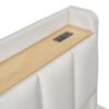 Queen & Twin Long Size Upholstered Platform Bed, Mother & Child Bed With Hydraulic Storage System, Drawer Box, Bedhead Storage Shelf And 2 Pairs Of Sockets & USB Ports - Beige - Image 12
