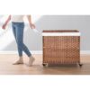 Laundry Hamper With Lid PE Rattan Powder Coating Frame Clothes Hampers With 2 Removable Bags, Wheels, 160L - Brown - Image 46