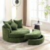 360° Swivel Accent Barrel Chair With Storage Ottoman & 4 Pillows, Modern Chenille Leisure Chair Round Accent For Living Room - Green - Image 8