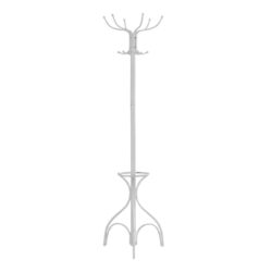 Coat Rack, Hall Tree, Free Standing, 12 Hooks, Entryway, 70"H, Umbrella Holder, Contemporary & Modern - White