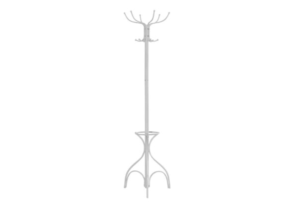 Coat Rack, Hall Tree, Free Standing, 12 Hooks, Entryway, 70"H, Umbrella Holder, Contemporary & Modern - White