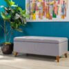 Kinetics - Upholstered Storage Ottoman With Lift-Top And Button Tufted Seat - Light Gray - Image 2