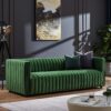 Dominic - Channel Tufted Velvet Sofa - Dark Green - Image 2
