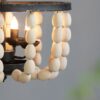 4 Light Wood Chandelier, Hanging Light Fixture With Adjustable Chain For Kitchen, Bulb Not Included - Cream - Image 6
