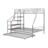 Twin Over Full Size Metal Bunk Bed With Trundle And Storage Staircase - Silver - Image 10