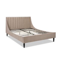 Aspen - Queen Vertical Tufted Modern Headboard Platform Bed Set - Mink Beige