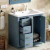 Bathroom Vanity With Ceramic Sink Combo, Frame Bathroom Storage Cabinet, Freestanding Vanity Set With 3 Drawers & Soft Closing Doors - Indigo - Image 22