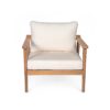 Mid Century Modern Outdoor Lounge Chair With Cushions Solid Wood For Patio, Garden, Balcony - Teak - Image 10