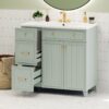 Bathroom Vanity, Transitional Style Bathroom Cabinet With Resin Sink, Single Bathroom Cabinet, With 2 Drawers And 1 Adjustable Storage Shelf, 2 Soft-Close Doors - Green - Image 4