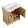 Modern 30" Bathroom Vanity With Ceramic Sink, Freestanding Cabinet, 2 Soft Closing Doors - Oak - Image 15