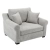Modern Chenille Oversized Armchair, Chair And A Half, Single Sofa For Bedroom, Living Room, Wide - Light Gray - Image 9