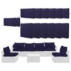 14 Pack Cushion Covers For 7 Piece Wicker Rattan Sectional Sofa (6 Seater), Outdoor Seat And Back Slipcovers With Zippers - Navy Blue - Image 6