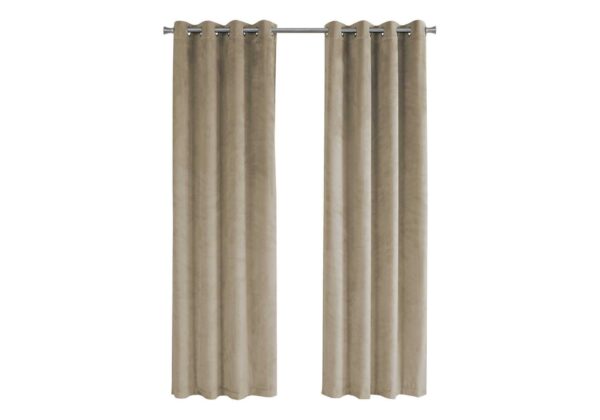 2 Pieces Set, Curtain Panel, Room Darkening, Grommet, Contemporary & Modern - Cream