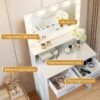 Vanity Desk With Mirror And Lights, Dressing Table With Large Drawer, 2 Level Storage Dresser & 3 Lighting Modes Adjustable Brightness, Suitable For Bedroom - White - Image 5