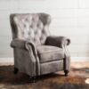 Accented Push Back Recliner Chair With Rolled Arms, Cocooning Comfort - Brown Gray - Image 11