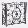Mariella - Traditional Floral Iron Fireplace Screen With Ornate Design - Black / Brushed Silver - Image 5
