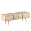 55.12" Rattan TV Cabinet, Double Sliding Doors For Storage, Adjustable Shelf, Solid Wood Legs, TV Console For Living Room - Natural - Image 10
