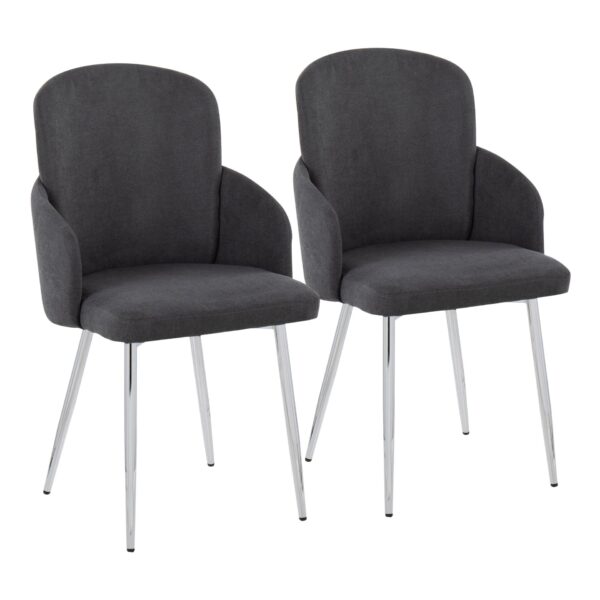 Dahlia - Contemporary Dining Chair (Set of 2) - Gray / Chrome
