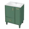 Solid Wood And 24" Bathroom Vanity With Sink, Deep Drawer, Door Shelf, 2 Tier Basket - Green - Image 17