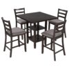 Wooden Counter Height Dining Set With Padded Chairs And Storage Shelving - Espresso - Image 9
