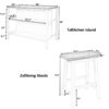 Solid Wood Rustic 3 Piece Stationary Kitchen Island Set With 2 Seatings, Rubber Wood Butcher Block Dining Table Set Prep Table Set With 2 Open Shelves For Small Places - Walnut / Cream White - Image 6