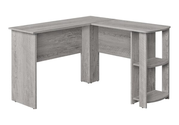 Computer Desk, Home Office, Corner, Storage Shelves, L Shape, Laptop, Contemporary & Modern - Gray