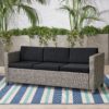 Thalassa - Outdoor 3 Seater Sofa With Removable Cushions And Steel Frame - Dark Gray / Black - Image 9