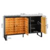 Modern Buffet Cabinet With Storage Space, Retro Style 4 Door Wooden Storage Cabinet, Multifunctional Decorative Cabinet With Geometric Patterns, Suitable For Living Room, Dining Room, Entrance - Orange / Yellow - Image 3