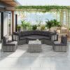 Elegant Patio Furniture Set Outdoor Daybed Rattan Sectional With Cushions And Center Table - Gray - Image 10