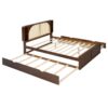 Queen Size Headboard Bed With 2 Drawers And Trundle Walnut - Image 5