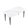63" Modern Artificial Stone White Straight Edge Black Metal Leg Dining Table, 6 People - White / Black - Image 5