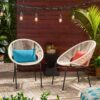 Nusa - Modern Outdoor Chair Set With Polyethylene Rattan And Iron Frame - White - Image 4