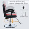 Classic Reclining Barber Chair Salon Chair For Hair Stylist With Heavy Duty Hydraulic Pump, 360° Rotation, Tattoo Chair Shampoo Beauty Salon Equipment, Max Load Weight 330 Lbs - Red / Black - Image 5